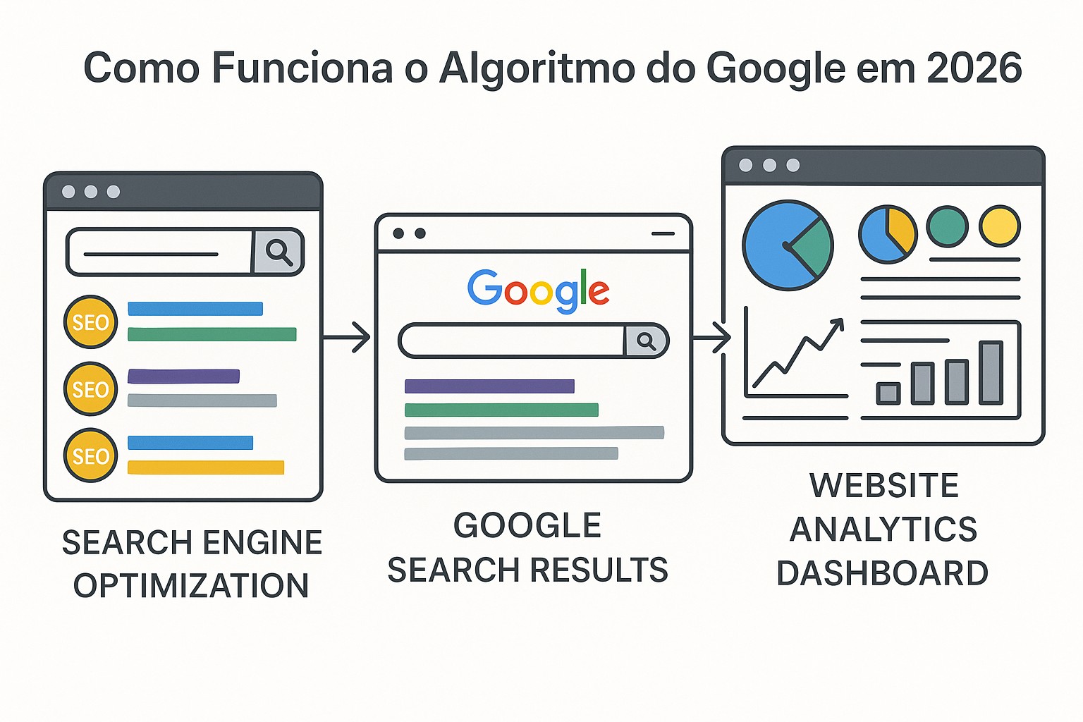 Ilustración sobre como funciona algoritmo google