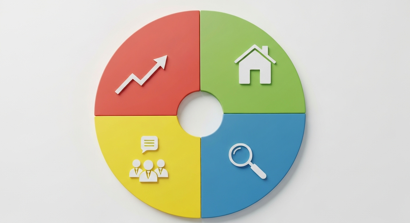 Four-quadrant diagram representing the DISC model: Dominance, Influence, Steadiness, and Conscientiousness.