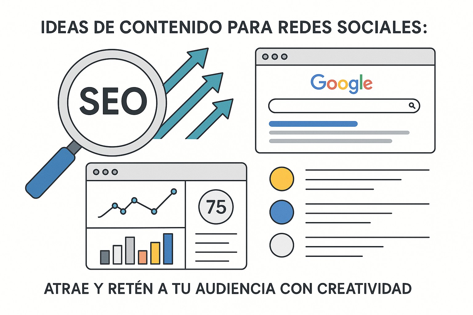 Ilustración sobre ideas contenido redes sociales