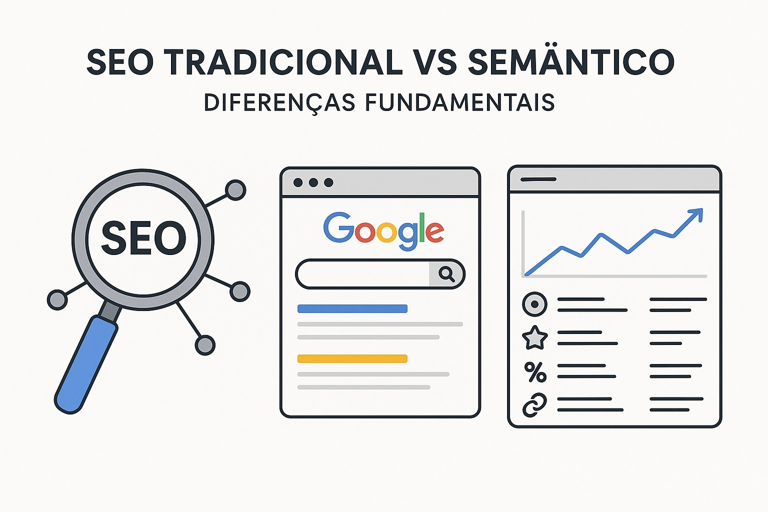 Ilustración sobre seo tradicional vs semantico